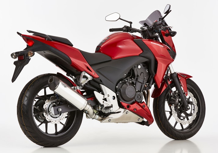 SHARK SLIP-ON Aluminium poliert/Endkappe Edelstahl schwarz matt beschichtet silber DSX-5 für HONDA CB500F,CB500X,CBR500R EURO3  