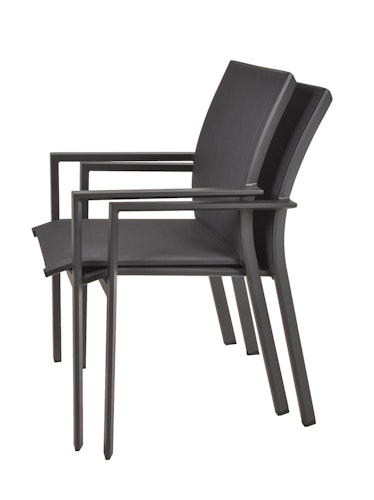 Garden Pleasure Gartenmöbel Set SILEA / ELENA 01, Tisch 200 x 100 + 4 Stapelsessel, Aluminium / Nonwood / Kunststoffgewebe