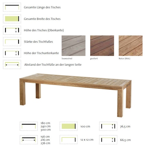 Diamond Garden Tisch CHATEAU 300 x 100 cm, Recycled Teak