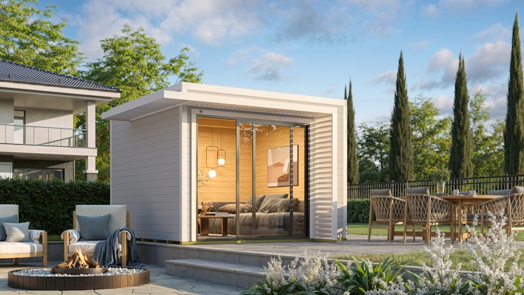 Weka Design Gartenhaus Pure Garden Amberley mit Aluminium-Schiebetür - 28 mm