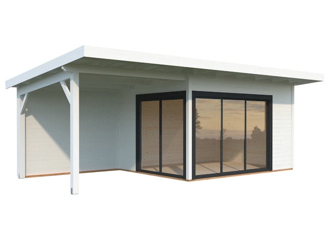 Palmako Gartenhaus Andrea 11,2 +7,9 m² Slide Plus mit Isolierglas-Schiebetür - 44 mm