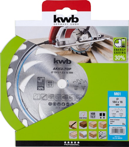 kwb Akku Top Sägebl HM Mit-Dü 184x16 Z24 586154