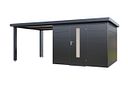 Vorschaubild Wolff Finnhaus Premium Metall Gartenhaus Thorin 6030 Anthrazit inkl. 300 cm Anbaudach (Modell 2026)