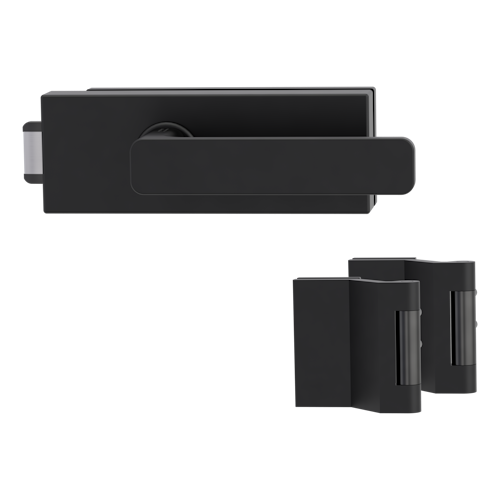 Griffwerk PURISTO S -Graphitschwarz Ganzglastürbeschlagset -3-teiliger Bandsatz -mit Griff DESM MINIMAL MODERN -GSC -UV