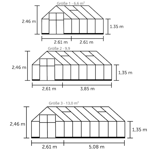 Halls Gewächshaus Qube + 6,6 m² / 9,9 m² / 13 m²