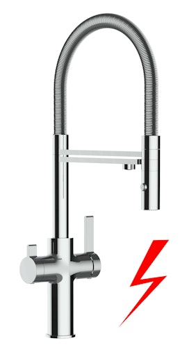 NIEDERDRUCK 3 Wege Wasserhahn Küchenarmatur, FC, mit 360° schwenkbarem Auslauf, abnehmbare 2 strahl Handbrause, Verchromt