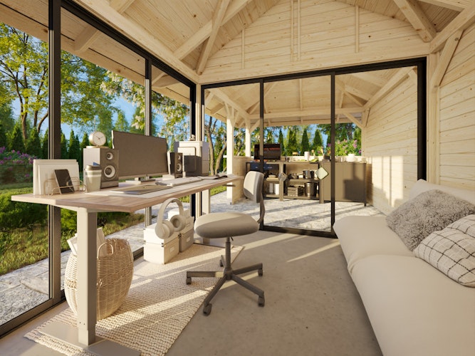 Palmako Pavillon Bianca 16,6 m² Set 507 Slide Plus mit Isolierglas-Schiebetüren