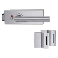 Griffwerk PURISTO S -Edelstahl matt Ganzglastürbeschlagset -3-teiliger Bandsatz -mit Griff OVIDA -EM -smart2lock