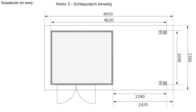 Karibu Woodfeeling Gartenhaus Kerko 3/4/5/6 mit 240 cm Schleppdach - 19 mm