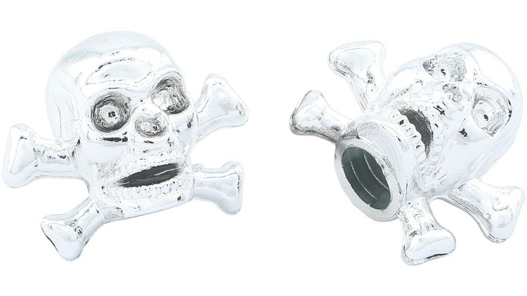 CONTEC Ventilkappe Valve.Caps Schraderventil silber chrom Skull &amp, Bones
