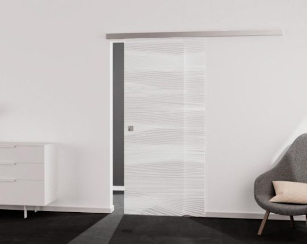 Griffwerk Glasschiebetür (ESG) VISION 560 ESG PURE WHITE matt 935x2058x8mm