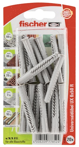 FISCHER Universaldübel UX 6x50 R K (20 Stück)