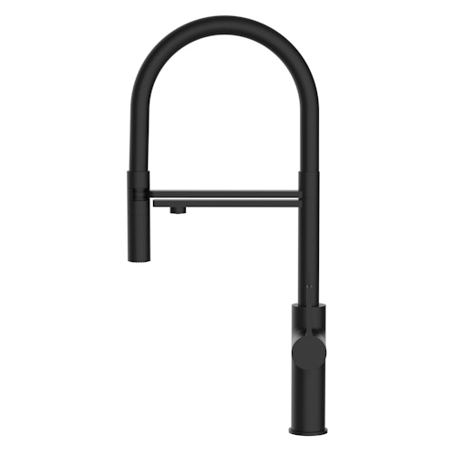 3 Wege Wasserhahn Küchenarmatur, FC, mit 360° schwenkbarem Auslauf, abnehmbare 2 strahl Handbrause, Schwarz Matt / Schwarz