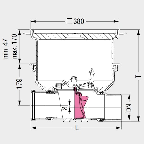 KESSEL - Rückstaueinfachverschluss für Einbau in die Bodenplatte - befließbare Abdeckung