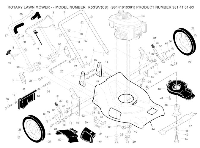 Husqvarna Rasenmäher gelegentliche Nutzung 96141019301 R 53SV