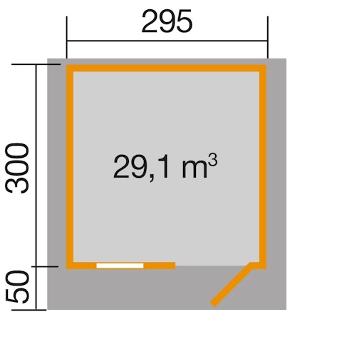 Weka 28 mm Gartenhaus 170 mit Vordach (50 cm)