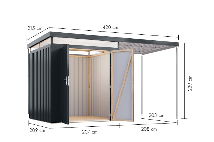 Karibu Metall Gartenhaus Aurum 2/2,5/3/3,5
