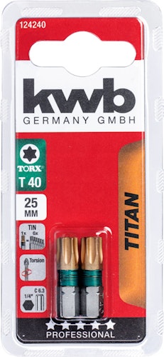 kwb 2 Bits 25mm Torx 40 Titan SB 124240
