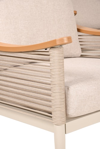 Garden Pleasure Lounge-Gruppe TULUM, Alu Sandbeige / Nonwood / Rope Beige / Kissen 100 % Polyester Beige