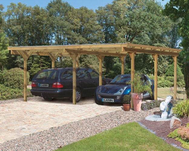 Karibu Carport Doppelcarport Eco 1/2 - kesseldruckimprägniert
