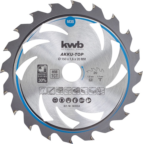 kwb Akku Top Sägebl HM Mit-Dü 150x20 Z20 583554