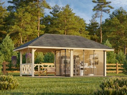 Palmako Pavillon Bianca 16,6 m² Set 503 Slide Plus mit Isolierglas-Schiebetüren