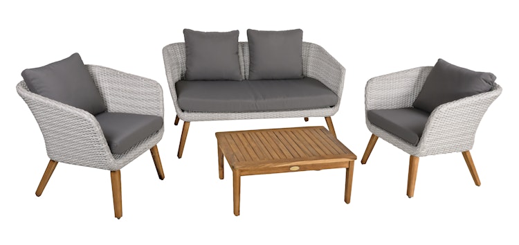 Garden Pleasure Loungeset ARONA, Polyrattan / Akazie / Kissen 100 % Polyester