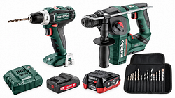 Metabo 12 V PowerMaxx Bohr-Set: Akku-Bohrschrauber BS 12 + Akku-Bohrhammer BH 12 BL 16 + Basic-Set 12 V + Bohrersortiment 13-teilig