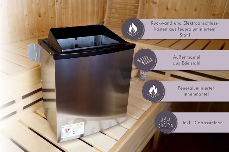 Karibu 9 kW Saunaofen finnisch anthrazit inkl. Steuergerät EASY schwarz - Sparset