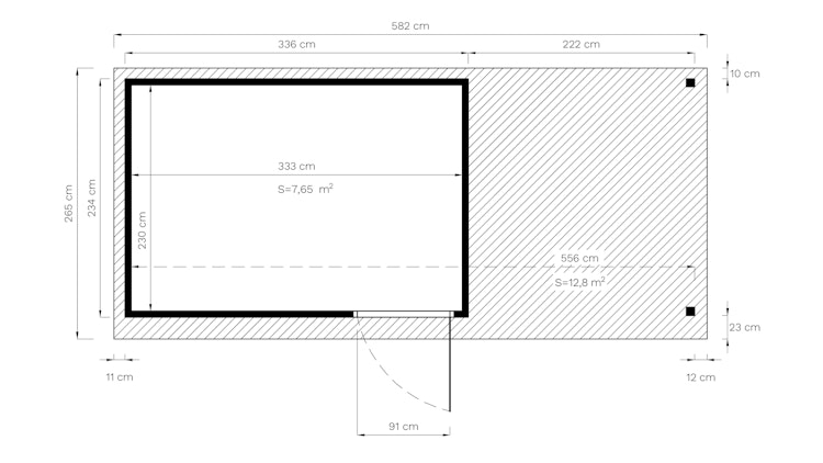 Bertilo Gartenhaus Pentus 3 Lounge inkl. Anbaudach - 19 mm