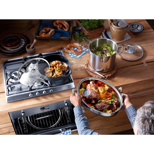 WMF Extrabräter mit Metalldeckel und Bratenthermometer