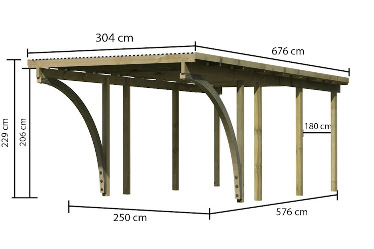 Karibu Carport Einzelcarport Eco 1/2 - kesseldruckimprägniert