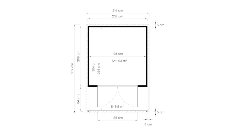 Bertilo Gartenhaus Arley - 19 mm