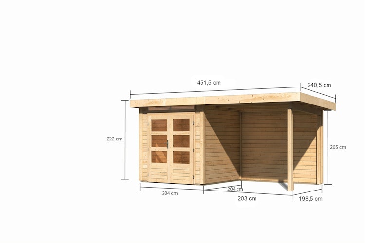 Karibu Woodfeeling Gartenhaus Kandern 1/2/3 mit 235 cm Schleppdach + Rückwand