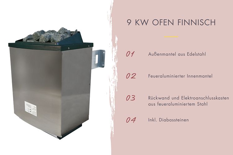 Karibu 9 kW Saunaofen finnisch anthrazit inkl. Steuergerät EASY schwarz - Sparset