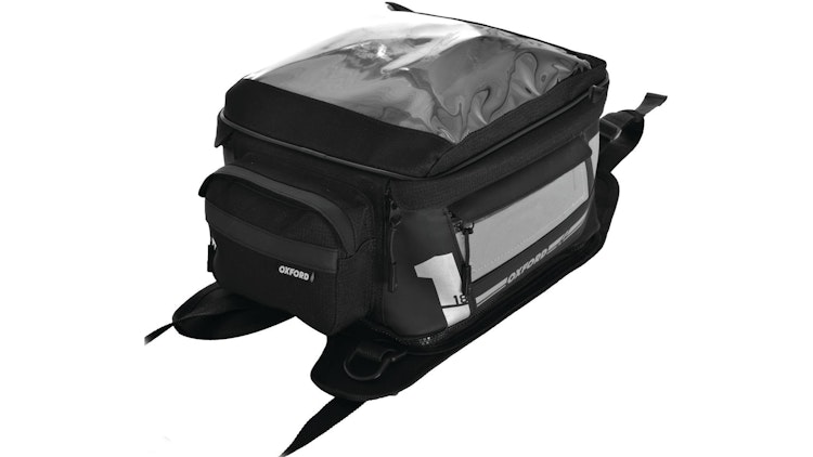 Oxford Tankrucksack schwarz, Befestigung mittels Spanngurten, Tankrucksack "F1 M18" 18 l Volumen