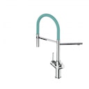 Vorschaubild 3 Wege Wasserhahn Küchenarmatur, BOD, mit 360° schwenkbarem Auslauf, abnehmbare 2 strahl Handbrause, Verchromt / Türkis