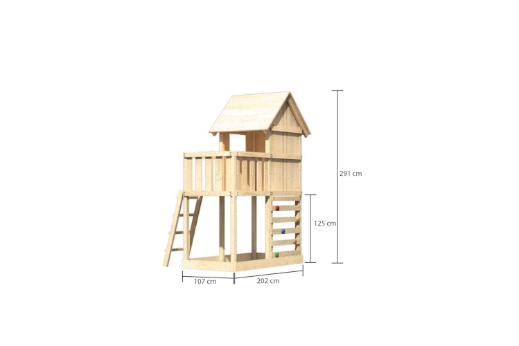 Akubi Stelzenhaus Frieda mit Kletterwand