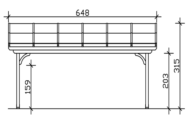 Skan Holz Terrassenüberdachungen Verona o. Mittelpfosten Breite 648 cm
