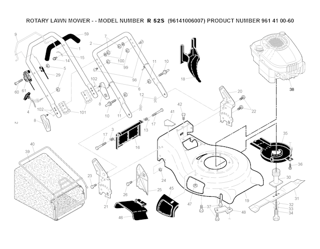 Husqvarna Rasenmäher gelegentliche Nutzung 96141006007 R 52S