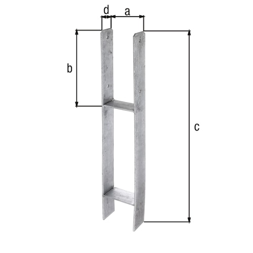 Alberts® H-Pfostenträger 300x60x6mm Gesamtlänge 800mm für verschiedene Pfostenstärken