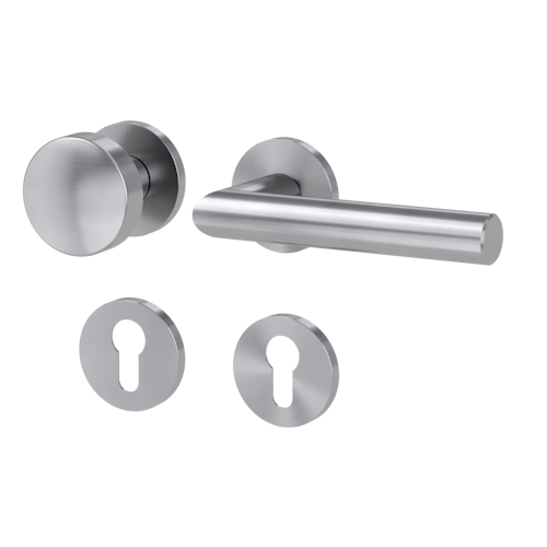 Griffwerk Wechselgarnitur VAYA 128 LUCIA fast2fix Fast2Fix GK3 Rosetten rund Knopf R2 Edelstahl matt R