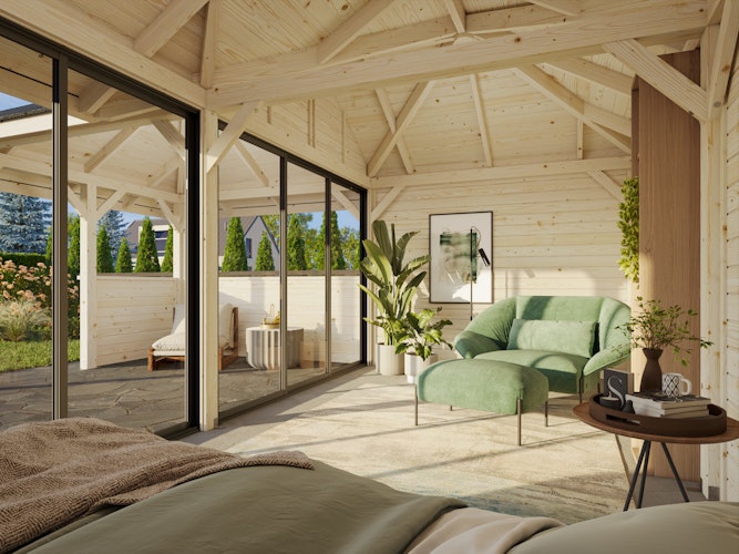 Palmako Pavillon Bianca 24,9 m² Set 522 Slide Plus mit Isolierglas-Schiebetüren