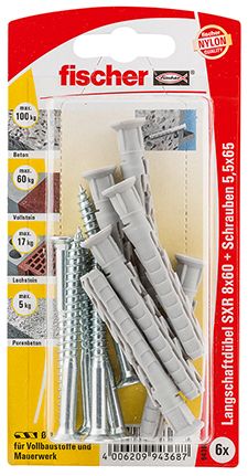 FISCHER Rahmendübel SXR 8x60 Z K (6 Stück)