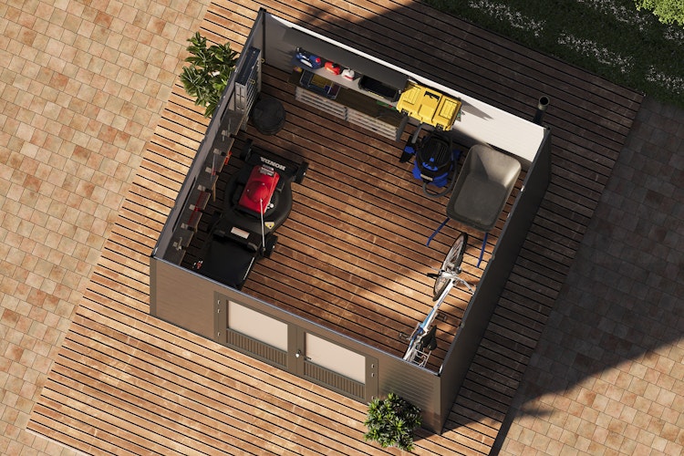 Wolff Finnhaus WPC Gartenhaus Style D / Terra 3030 Anthrazit/Hellgrau - 28 mm 