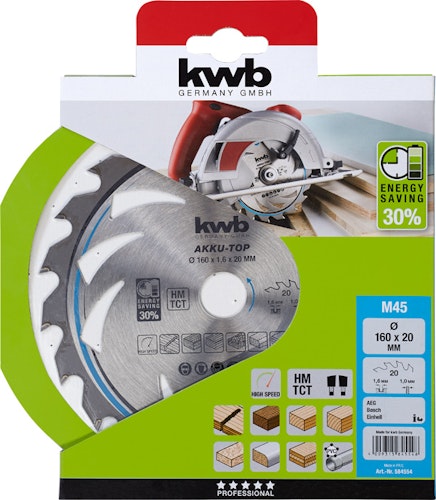 kwb Akku Top Sägebl HM Mit-Dü 160x20 Z20 584554