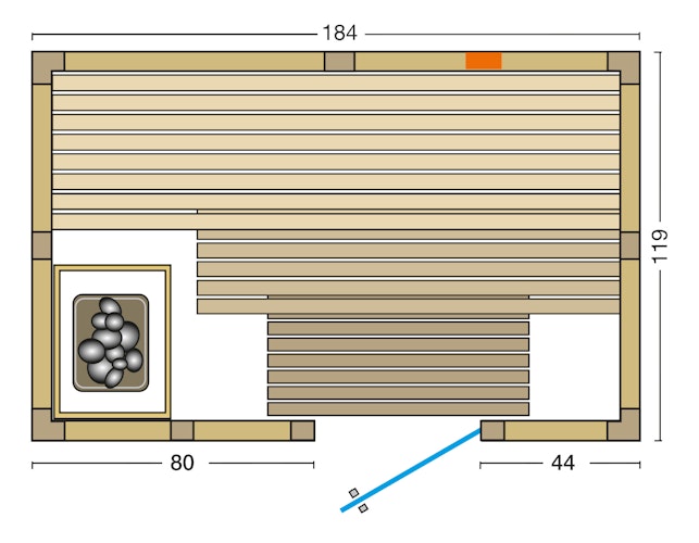 Infraworld Sauna Vitalis 184 Complete Set - 40 mm Massivholzsauna inkl. 5-teiligem gratis Zubehörset