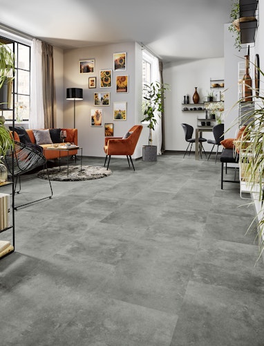 KWG Antigua stone Shell Antigua grey Microfase Designvinyl Fertigfußboden 62x45 cm