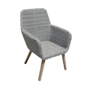 Vorschaubild Garden Pleasure Gartenmöbel Set FREMONT / RAPALLO, Tisch Ø 110 + 4 Sessel, Akazie / Polyrattan Grau / Kissen 100 % Polyester Dunkelgrau