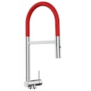 Vorschaubild Wasserhahn Vorfenster Küchenarmatur, Umklappbar 4,5 CM, mit 360° schwenkbarem Auslauf, abnehmbare 2 strahl Handbrause, Verchromt / Rot